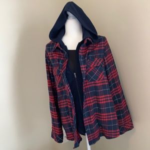 Flannel hoodie shirt